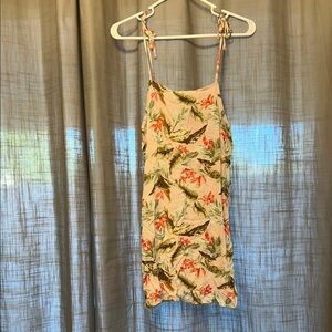 Tropical Print Spaghetti Strap Dress